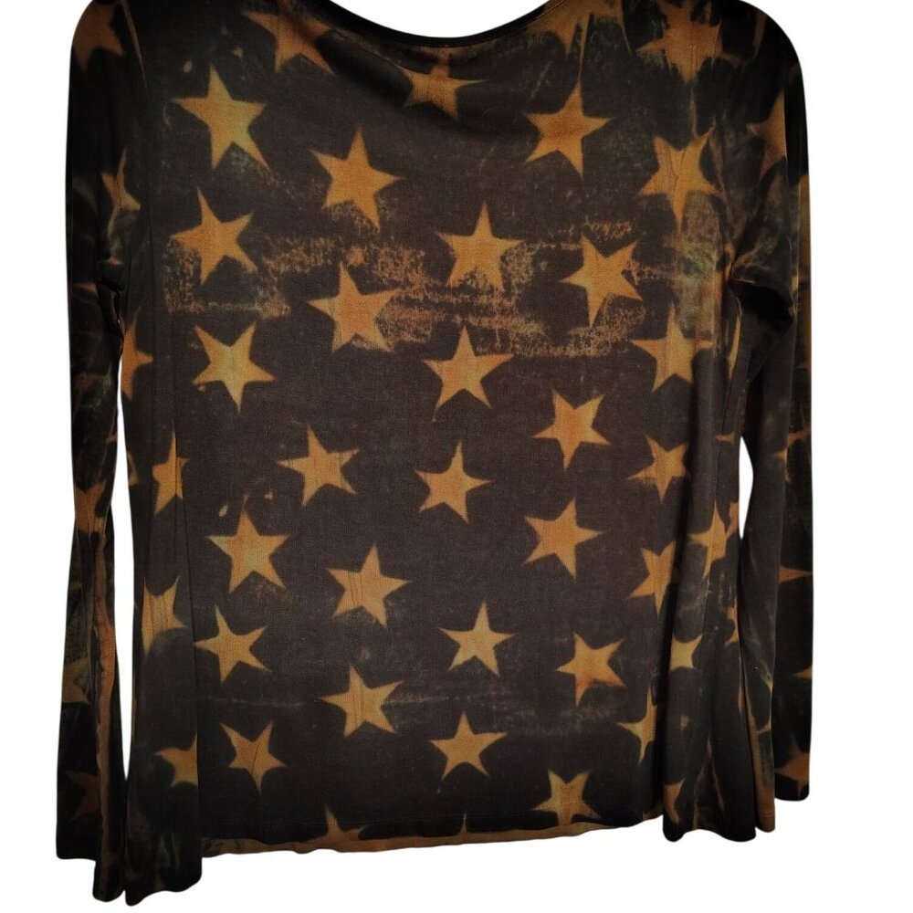 NWOT Annie Turbin Size Medium Large Tie Dye Long Sleeve T-Shirt Star Design
